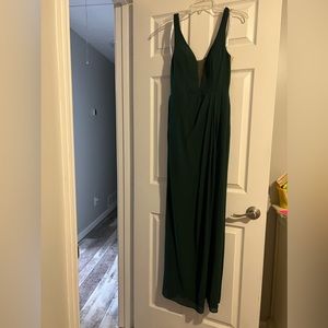 chiffon illusion cutouts bridesmaid dress in color: juniper.  David’s bridal s:4